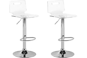 Beliani Set di 2 Sgabelli Alti Acrilico Trasparente Girevoli Altezza Regolabile