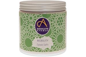 Absolute Aromas Sali da Bagno Epsom Mobility Mobilità 575g - Solfato di Magnesio infuso con Oli Essenziali Puri al 100% - Oli di Menta Piperita, Rosmarino ed Eucalipto