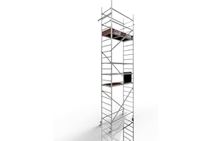 ALTEC Rollfix® 2.0 600 | 6m de hauteur de travail | Roues pivotantes avec frein (Ø125mm) | Ancrage mural | Made in Germany | TÜV | Charge admissible 200kg/m² | DIN EN 1004-1 | Echafaudage aluminium