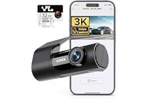 KAWA Dash CAM Coche 3K Frontal, con Tarjeta SD 32GB, Control por Voz, WiFi y App, Estacionamiento 24/7, Sensor G, Visión Nocturna, Grabación en Bucle, Dashcam Camara 360 para Camión y SUV