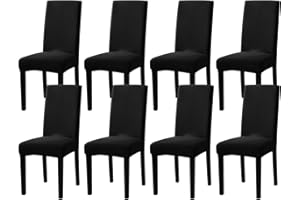 mafudoxi Stuhlhussen 8er Set, Stretch Abnehmbare Waschbar Stuhlbezug, Stretch Stuhlhusse mit Gummiband, für Hotel, Bankett, Restaurant, Haus, Party, Hochzeit(Black, 8Stück)