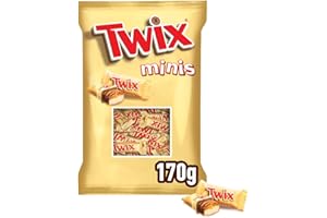 Twix minis Barritas de Chocolate con Leche, galleta y caramelo, Chuches Halloween, Chocolate Regalo, 170g