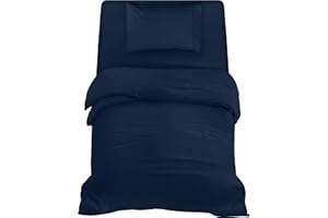 Utopia Bedding Set Copripiumino da 3 Pezzi - Copripiumino 135x200cm, Lenzuolo con Angoli 90x190cm, Federa 50x75cm - (Blu Navy, Singolo)