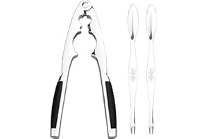 Anwenk Nut Crackers for All Nuts Nutcracker Pecan Walnut Nut Crackers with 2 Picks Heavy Duty Shell Seafood Cracker Tool