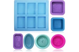 FineGood Lot de 13 moules à savon en silicone de qualité alimentaire pour cupcakes, muffins, loisirs créatifs – Bleu, rose rouge, violet, vert