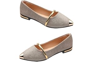 Holibanna Zapatos de Ballet de Mujer con Punta Puntiaguda Brillantina Elegante con Perlas Deslizantes para Primavera Verano