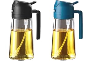 TrendPlain Spruzzino Olio per Friggitrice Aria 470ml, Dosatore Olio 2 in 1, Oliera Spray per Cucina, Insalata e Aceto, Accessori Cucina senza BPA - Nero e Blu Navy