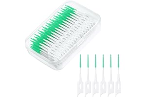 URAQT Cepillos Interdentales, 220 Pcs Cepillo Interdental, Cepillo Dental de Silicona para la Limpieza Dental Previene y Elimina la Placa Bacteriana Cerdas Suaves,Verde