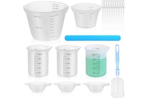 ZHENGYYUU 7 Stück Silikonbecher zum Gießen, 100ml 250ml 500ml Silikon Messbecher Set, Silikon Meßbecher für Epoxidharz DIY Basteln Labor Küche Gießformen, inkl. 3 Lackmischbecher Epoxidharz Zubehör