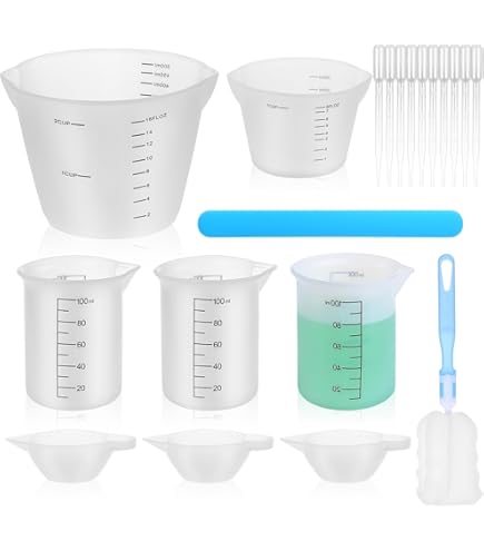 Lot De 3 Gobelets Doseurs En Silicone + 2 Mélangeurs En Silicone - 125