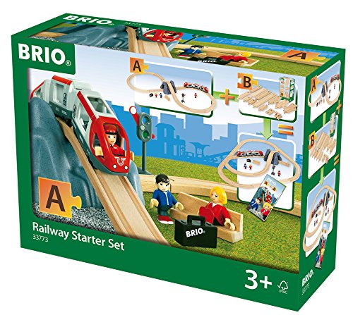 BRIO World 33773 Eisenbahn Starter Set A - Die perfekte erste Holzeisenbahn mit Tunnel und Figuren - Kleinkinderspielzeug empfohlen ab 3 Jahren