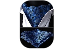 HISDERN Ascot Hombre Paisley Floral Pañuelos Boda Elegante Conjuntos de Corbatas Clásico para Fiesta Business