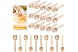 RHQFDM DCQQ 25 Pezzi Cucchiaini Bastoncini Miele Legno Spargimiele Bastoncini Miele Cucchiaio Honey Dipper per Miele e Gadget per Feste di Nozze per Ringraziamento Matrimonio Battesimo(8cm) (fengmibang8cm)