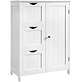 VASAGLE Bathroom Floor Storage Cabinet, Bathroom Storage Unit with 3 Drawers, Bathroom Cabinet Freestanding, with 1 Door, Adjustable Shelf, 30 x 60 x 81 cm, Cloud White BBC49WT