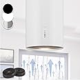 Klarstein Hanging Island Cooker Hood, Extractor Fan for Kitchen Islands, 600m³/h Airflow, Timer, Adjustable Kitchen Extractor Fan w/Pipe Design, Timer, 3 Mode Cooker Hoods, Activated Carbon Filters