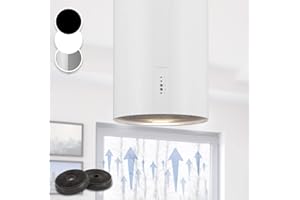 Klarstein Insel-Abzugshaube, Dunstabzug für Arbeitsplatte, 600m³/h Luftstrom, Verstellbare Inselhaube Umluft Freihängend mit Rohr-Design, 3 Stufen, Aktivkohle-Filter Dunstabzugshaube Deckenmontage