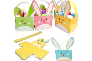 KEELYY 8 Stück Osterkörbchen Kinder, Osterkörbchen Basteln aus Papier, Osterkörbchen mit henkel, DIY Osterkorb mit Osterhase, Osternester für Ostereier