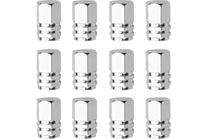 CJMUQHEHH 12 tappi per valvole per pneumatici auto, colore bianco, in alluminio anodizzato, tappi per valvole auto, tappo per valvole auto, anticorrosione, tappi universali per valvole per auto, moto, camion