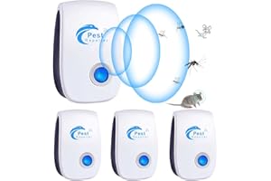 PUTAII Repelente Ultrasónico de Plagas, 4 Pack Electrónico Repelente Mosquitos Insectos Control de Plagas,Repelente Ultrasónico Ratas para Interiores Anti Cucarachas, Moscas, Mosquitos, Ratones, Arañas