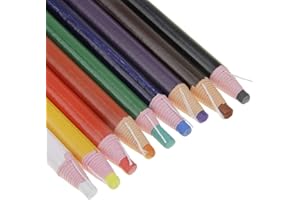 RUIXIA 9Pcs Peel-Off China Markers Grease Wax Pencil Wooden Colouring Marker Pencils Colored Crayon Pen Student Artist Painting Pen Paper Roll Wax Pencil for Drawing Doodling Sketching on Glasses Metal Wood