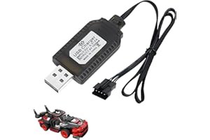 GBULTR 7,4V Caricatore USB Universale per Batteria LiPo 2S con Spina SM-4Pin,Compatibile con Auto RC, Drone, Barca e Altri Giocattoli Radiocomandati - Carica Sicura e Indicatore LED,1 pezzi