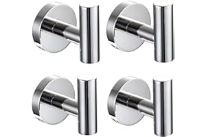 YUET Toalla Gancho Colgador Toalleros de Gancho para Baño de Pared de SUS 304 Acero Inoxidable Percha Perchero para Colgar para Sombrero Ropa Abrigo Cocina Oficina Hogar (4 Plata Pulida)