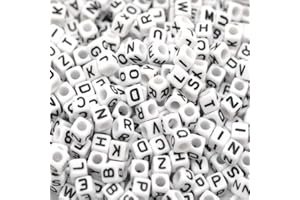 ROHANS 100 x 6mm White Cube Acrylic Letter Single Beads 4mm Hole Alphabet Loose A - Z (N)