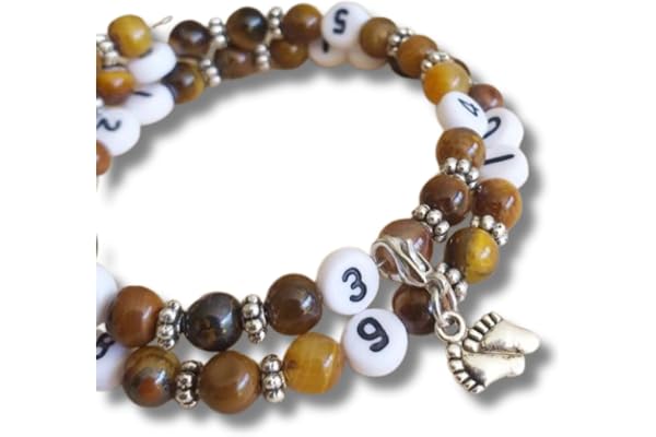 Naïris bijoux Bracelet d'allaitement oeil de tigre - permet de noter l'heure de la dernière tétée ou dernier biberon - modèle Chanvatey