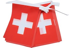 AZ FLAG - Guirlande Drapeau Suisse - 6 Mètres Avec 20 Fanions Helvétique De 21x14 cm - Petits Drapeaux 100% Polyester - 60g