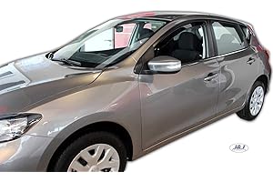 J&J AUTOMOTIVE | Windabweiser Passend Für Pulsar ab 2014, Heko Regenabweiser, Schwarz, Getönt, Set 2-Teilig, Vorne, Aerodynamisch, Einfache Montage, Befeistigung mit Clips