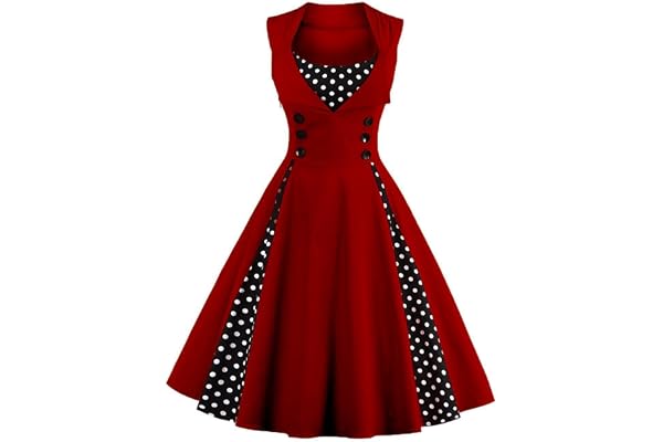 AXOE Robe Femme Vintage Années 50 en Coton Extensible Robe de Cocktail Chic et Élégante Mariage, Soirée, Guinguette