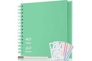 AIOR Album Fotos Scrapbook 21x21cm, DIY Espiral Álbum de Recortes para Pegar y Escribir 40 Páginas, Regalos de Boda Aniversario Cumpleanos, Para Bebés Amigos Parejas (Verde)