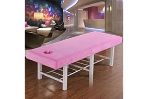 ZFYANSSEE Thick Velvet Washable Massage Bed Cover with Face Hole,Elastic Cord Edge All-Round Wrap Professional Soft Bed Healty Beauty with Face Hole Comfortable Sheets (Pink, 190x80cm)