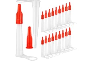 Dzmuero Embout cartouche silicone, 20 Pièces Canule silicone, Embout silicone, Buse de colle à verre en silicone, avec couvercle rouge, design fileté, pour lentretien et la réparation quotidiens