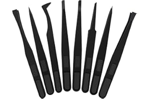 Pinzette di Precisione Professionali Winfred 8 pezzi, Pinzette Antistatiche, Pinzette Antistatiche ESD per Elettronica, Riparazione di Telefoni Cellulari, Gioielli, Laboratorio o Cosmetologia