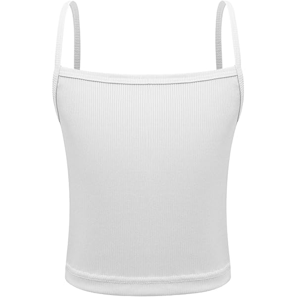 Crop Top Fille Runhomal - Débardeur Spaghetti Coton Élasthanne Pour Danse Sport 8-14 Ans