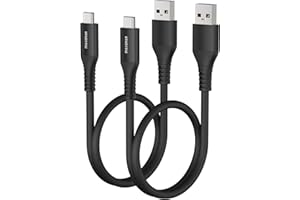 Maxonar Krótki kabel USB C 50cm/0,5m 2 szt. [dane 10 Gb/s] USB 3.2 Gen2 typ C Android Auto kabel QC3.0 3.1A USB A do C szybka ładowarka do Samsung Note20 Galaxy S23/S22/S21 Z Flip 5 Pixel 8 czarny