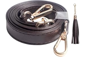 BEAULEGAN Crossbody Bag Strap Full Grain - Microfiber Leather - Replacement for Handbag/Purse, Adjustable 150cm Long 2cm Wide (Dark Brown/Gold)