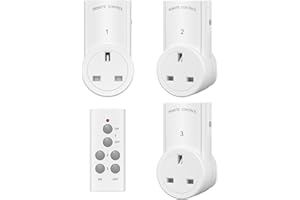 HBN Remote Control Plug Socket,13A/3120W Wireless Light Switch 30M/100ft Operating Range for Household Appliances,3 Pack Sockets and 1 Remote