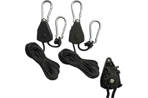 PYEUIFT 2 pezzi Corda a cricchetto, corda per tende con puleggia, corda a cricchetto regolabile per lampada da pianta, corda puleggia retrattile leggera, capacità di carico 70 kg/coppia
