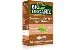 INDUS VALLEY Henna Hair Dye Light Brown 100% Bio Organic Triple Sifted Microfine Powder (Product Box May Differ From Image ECO Cert & USDA Organic)