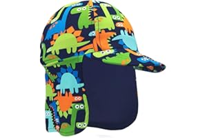 GIFTS TREAT Niños Legionarios Sombrero, UPF 50+ Proteccion Solar Gorra de Baño Sombrero de Solapa en Patrón de Dinosaurio para Niños