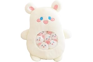 Aiuidun Mignon Lapin Peluche Oreiller Jouet, Amovible Lapin Peluche Animal Snack Oreiller, Doux Lapin Peluche Animal Hold - up Oreiller poupée Cadeau garçon Fille