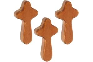 BOBOZHONG Holzkreuz – 3 geschnitzte Gebetsstücke, Geschenk zur Stresslinderung, kleines Kreuz zum Halten mit dem Daumen