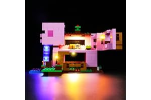 LocoLee Zestaw oświetleniowy LED kompatybilny z Lego Minecraft, zestaw do budowy domku dla świń (nie jest to model, tylko zestaw świateł), światło kompatybilne z Lego 21170, zestaw do budowy dla fanów