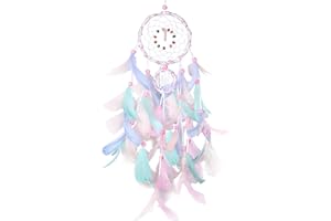 FEIBETY Dream Catcher Decorative Mobiles Handmade Dream Catchers Handmade Feather Dream Catcher,Handmade Pearl Boho Woven Art Ornament Craft for Home Office Wall Window Door Decor Birthday Gift