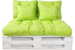 GREATOYAR Cojines Sofá Palets, Cojin Palet Fibra, Cojines Acolchados Palets, Cojín de Respaldo y Asiento, Conjunto 5 Piezas, para Jardín, Terraza, Balcón, Interior y Exterior, Verde Claro