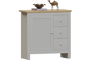 Vida Designs Arlington Sideboard, Buffet Table, Cupboard Cabinet Engineered Wood (Grey & Oak, 3 Drawer 1 Door)