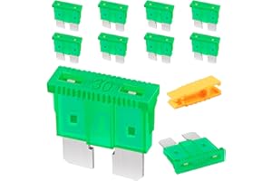 JatilEr 10 Piezas Fusibl Coche, Fusibles 12V Estándar 30A, para Coche, Camper, Camión, Moto, Barco con Extractor