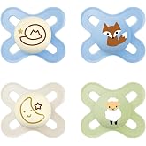 MAM Original Pacifier for Newborns 0-2 Months, Day and Night, 4 pcs | Includes Glow in the Dark Soothers with Symmetrical, Fl